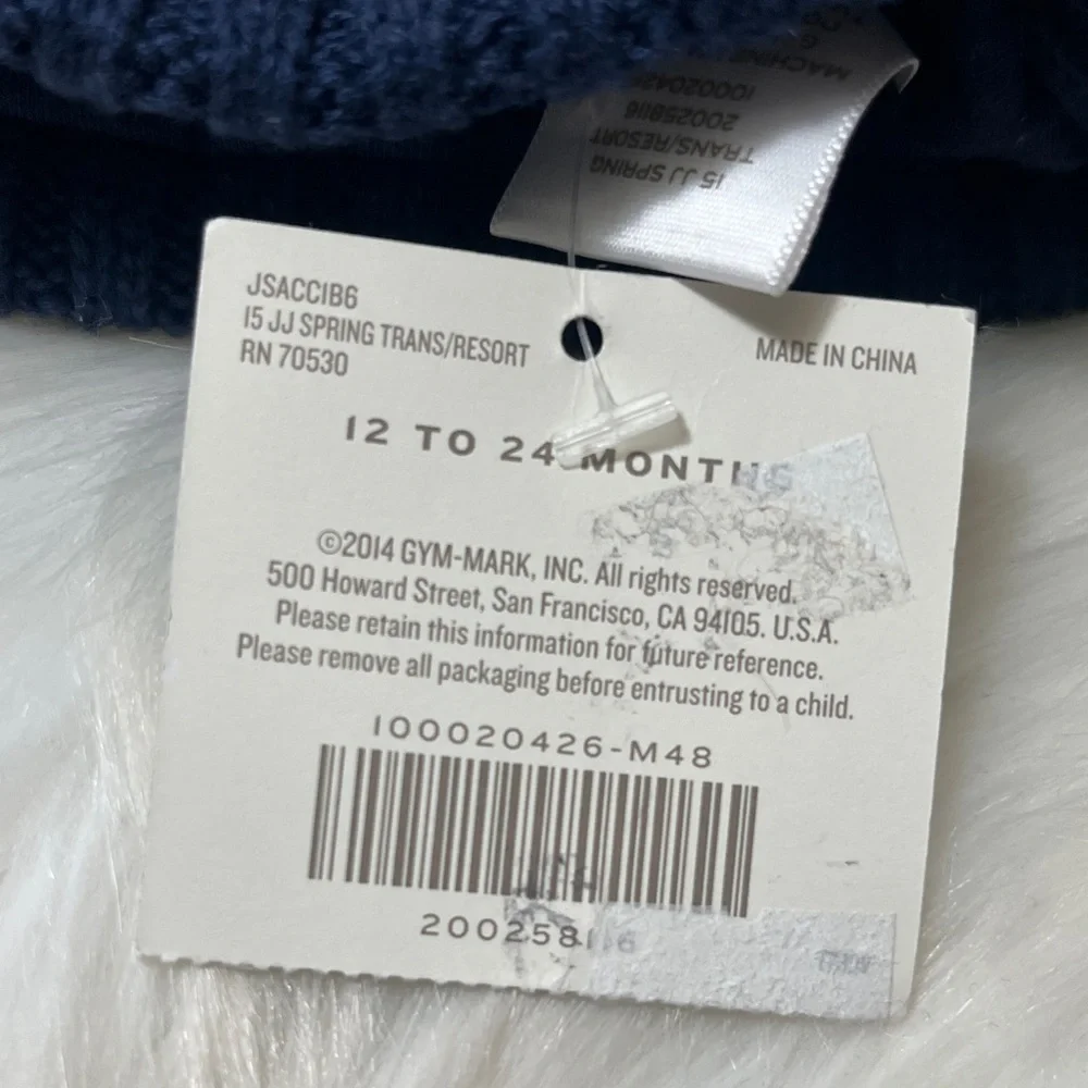 NWT Janie and Jack Navy Blue Cotton Knit Hat with White Accents
